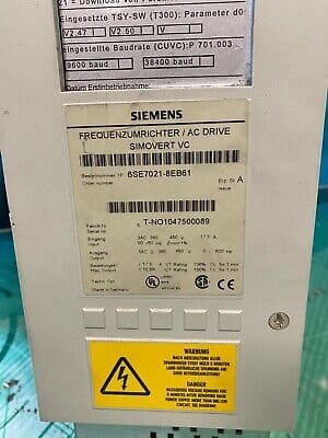 Siemens 6SE7021-8EB61. Simovert Masterdrives. Masterdrive.(UK/EU Read)