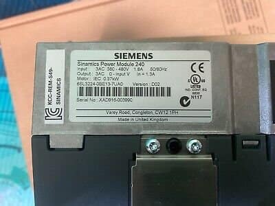 Siemens 6SL3224-0BE13-7UA0. Sinamics G120 Power Module 240 (UK/EU Please Read)