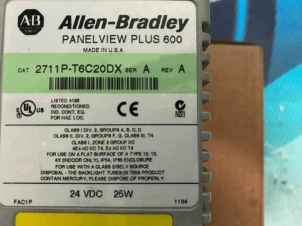 Allen Bradley 2711P-T6C20DX. Panel View Plus 600.  (UK/EU Buyers Read)