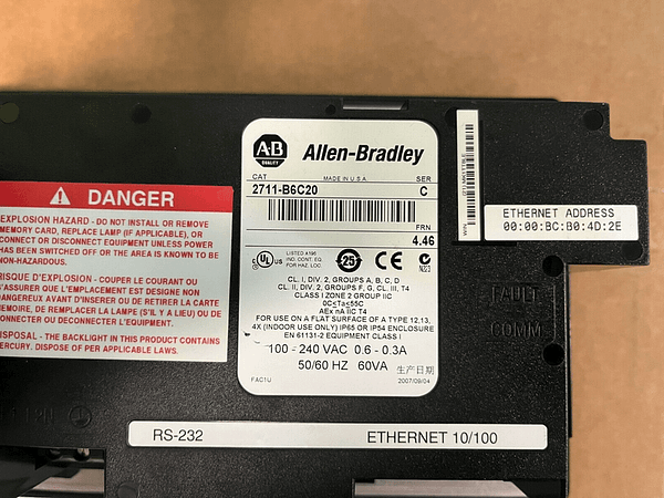 Allen Bradley 2711-B6C20. Panel View 600. (UK/EU Buyers Read)