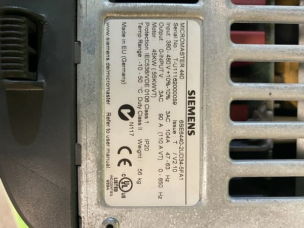 Siemens 6SE6440-2UD34-5FA1. Siemens Micromaster 440. 45kW. (UK / EU Read)