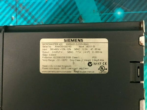 Siemens 6SE6420-2UD23-0BA0. Siemens Micromaster 420. 3.0kW. (UK / EU Read)