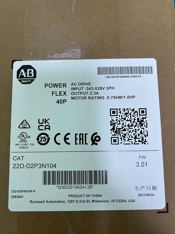 Allen Bradley 22D-D2P3N104. PowerFlex 40P. (UK/EU Please Read)